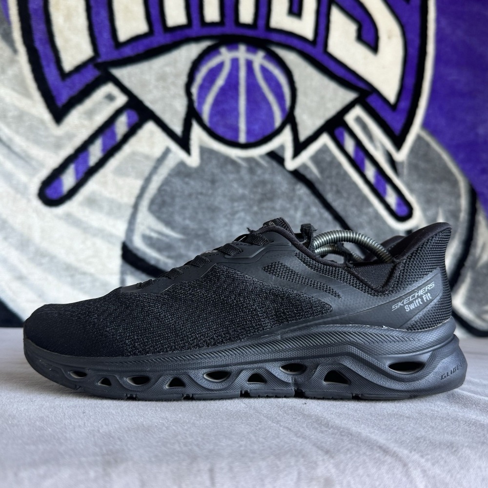 Size‎ 8 - Mens SKECHERS Swift Fit Shoes Black Mesh Athletic Walking 255047/BLK